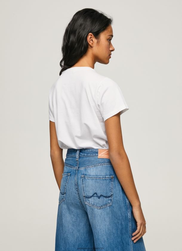T-Shirt mit geschnürtem Kragen Frauen Pepe Jeans Weiss 84XH6T449