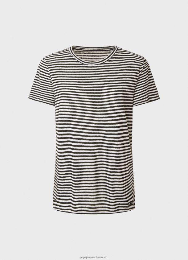 T-Shirt mit gestreiftem Aufdruck Frauen Pepe Jeans Schwarz 84XH6T459