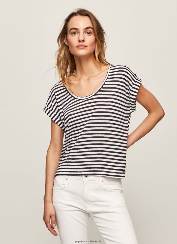 T-Shirt mit gestreiftem Aufdruck Frauen Pepe Jeans dulwich 84XH6T458