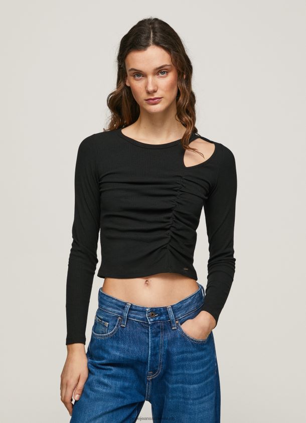 asymmetrisches Langarm-T-Shirt Frauen Pepe Jeans Schwarz 84XH6T405