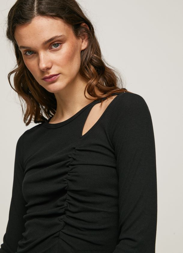asymmetrisches Langarm-T-Shirt Frauen Pepe Jeans Schwarz 84XH6T405