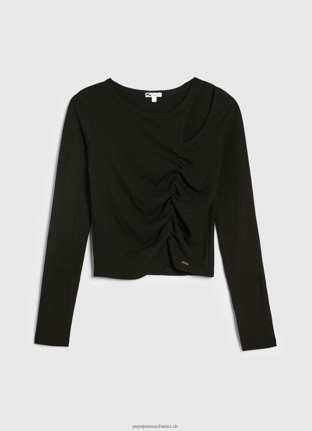 asymmetrisches Langarm-T-Shirt Frauen Pepe Jeans Schwarz 84XH6T405