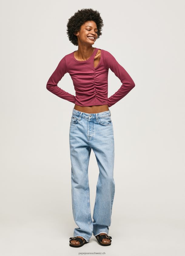 asymmetrisches Langarm-T-Shirt Frauen Pepe Jeans dunkel erröten 84XH6T425