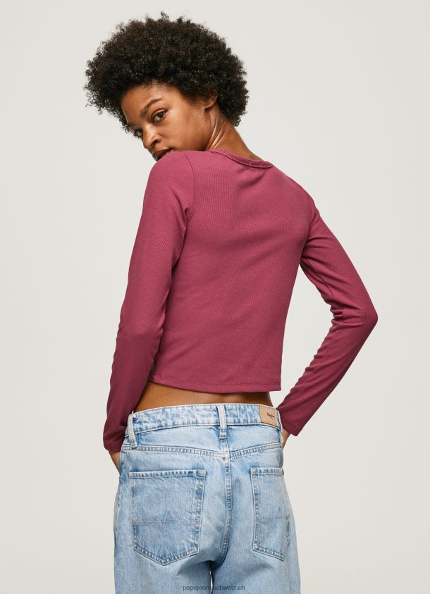 asymmetrisches Langarm-T-Shirt Frauen Pepe Jeans dunkel erröten 84XH6T425
