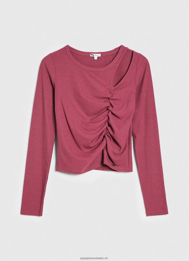 asymmetrisches Langarm-T-Shirt Frauen Pepe Jeans dunkel erröten 84XH6T425