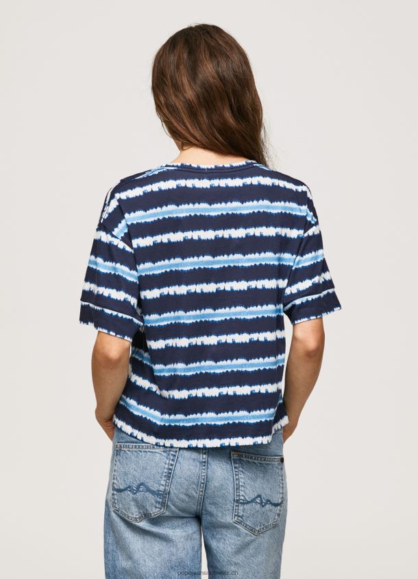 ausgebleichtes gestreiftes Baumwoll-T-Shirt Frauen Pepe Jeans dulwich 84XH6T413