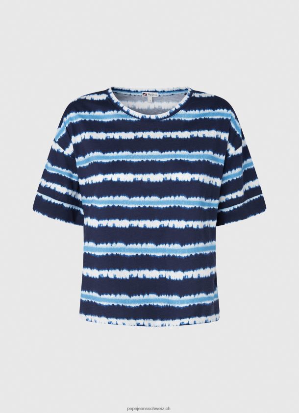 ausgebleichtes gestreiftes Baumwoll-T-Shirt Frauen Pepe Jeans dulwich 84XH6T413