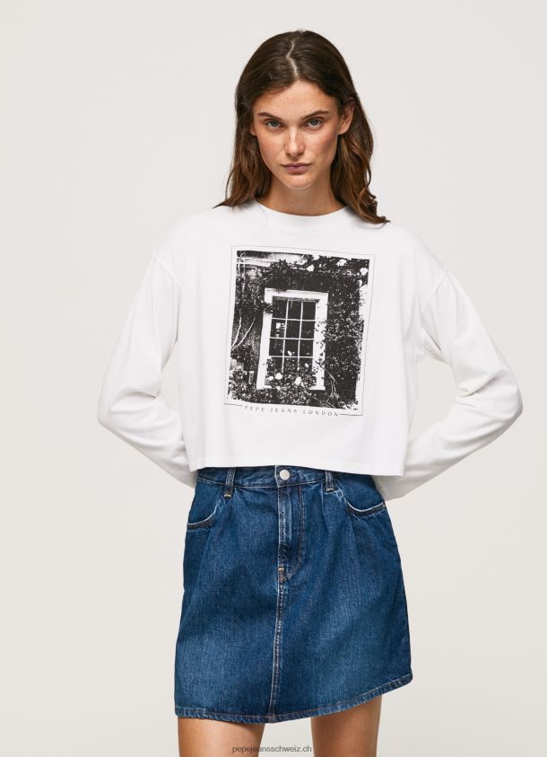 bedrucktes Langarm-T-Shirt Frauen Pepe Jeans Weiss 84XH6T428