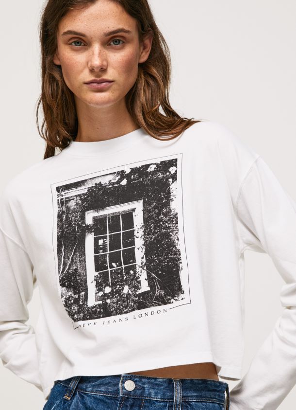 bedrucktes Langarm-T-Shirt Frauen Pepe Jeans Weiss 84XH6T428