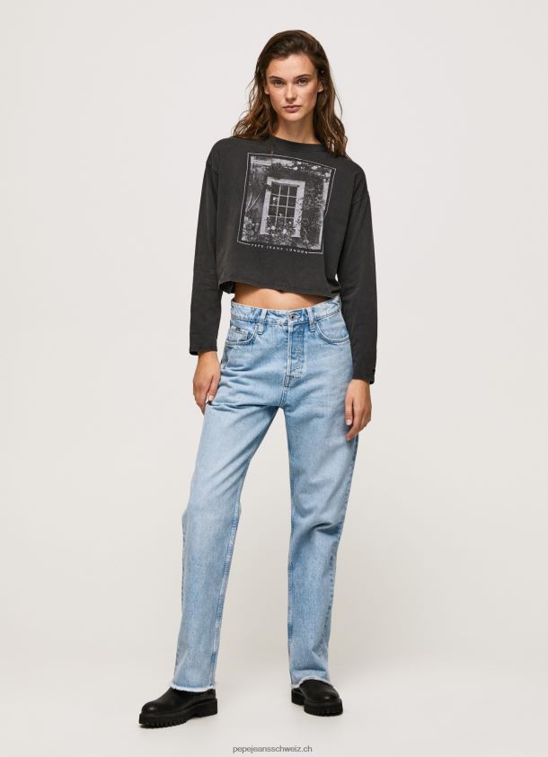 bedrucktes Langarm-T-Shirt Frauen Pepe Jeans schwarz gewaschen 84XH6T427