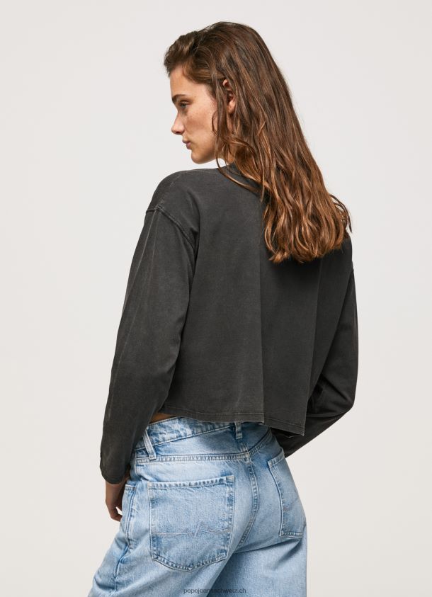 bedrucktes Langarm-T-Shirt Frauen Pepe Jeans schwarz gewaschen 84XH6T427