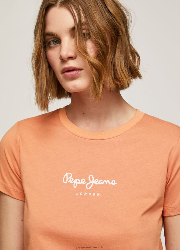 bedrucktes T-Shirt Frauen Pepe Jeans Pfirsich 84XH6T455