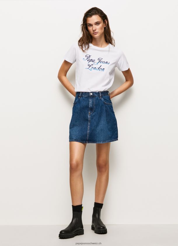 bedrucktes T-Shirt aus Baumwolle mit Logo Frauen Pepe Jeans Weiss 84XH6T411