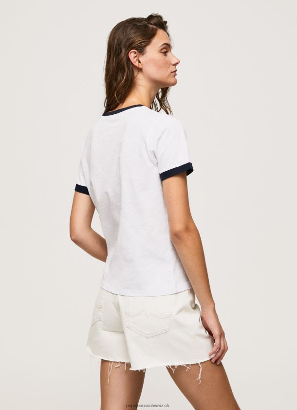 bedrucktes T-Shirt aus Baumwolle mit Logo Frauen Pepe Jeans Weiss 84XH6T424