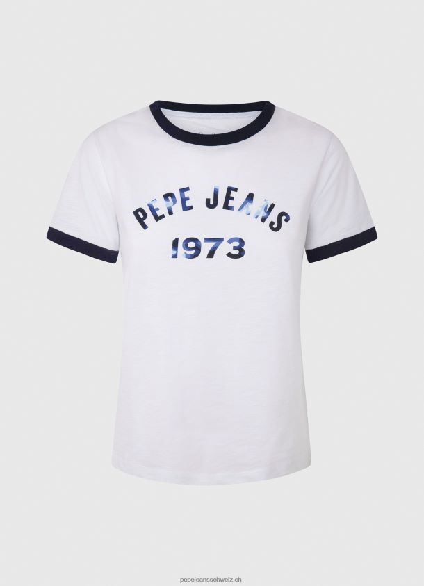 bedrucktes T-Shirt aus Baumwolle mit Logo Frauen Pepe Jeans Weiss 84XH6T424