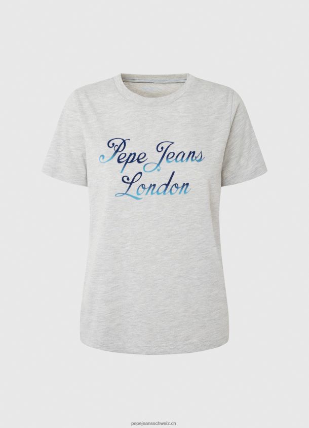 bedrucktes T-Shirt aus Baumwolle mit Logo Frauen Pepe Jeans grau meliert 84XH6T412
