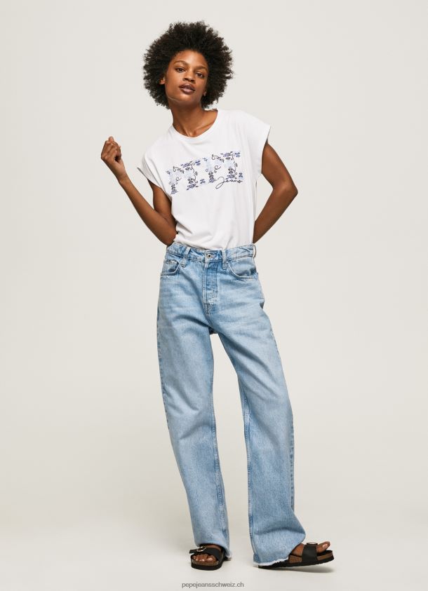 besticktes Logo-T-Shirt Frauen Pepe Jeans Weiss 84XH6T433