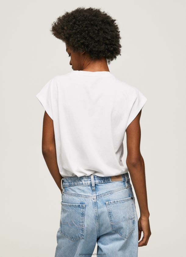 besticktes Logo-T-Shirt Frauen Pepe Jeans Weiss 84XH6T433