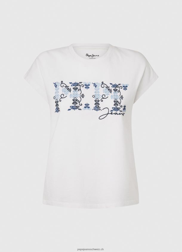 besticktes Logo-T-Shirt Frauen Pepe Jeans Weiss 84XH6T433
