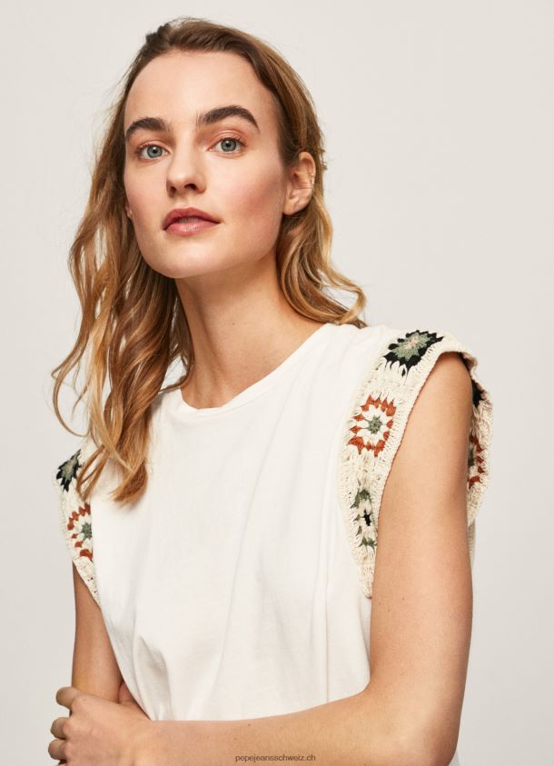 gehäkeltes T-Shirt mit Ärmeln Frauen Pepe Jeans Mousse 84XH6T464