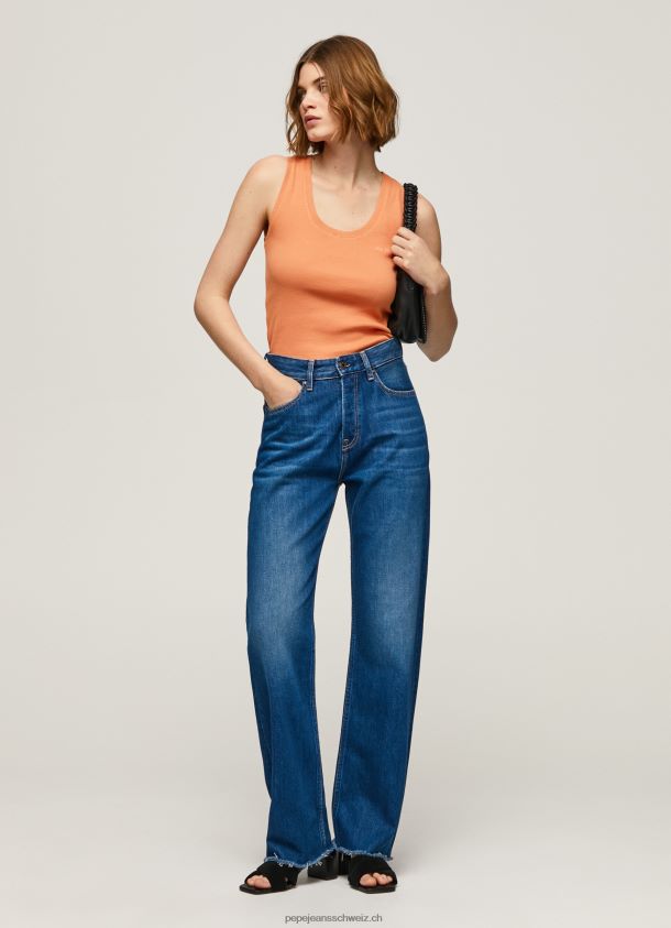 geripptes T-Shirt mit Armlochärmeln Frauen Pepe Jeans Pfirsich 84XH6T398