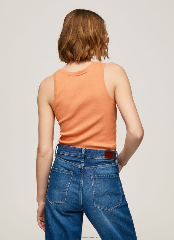 geripptes T-Shirt mit Armlochärmeln Frauen Pepe Jeans Pfirsich 84XH6T398