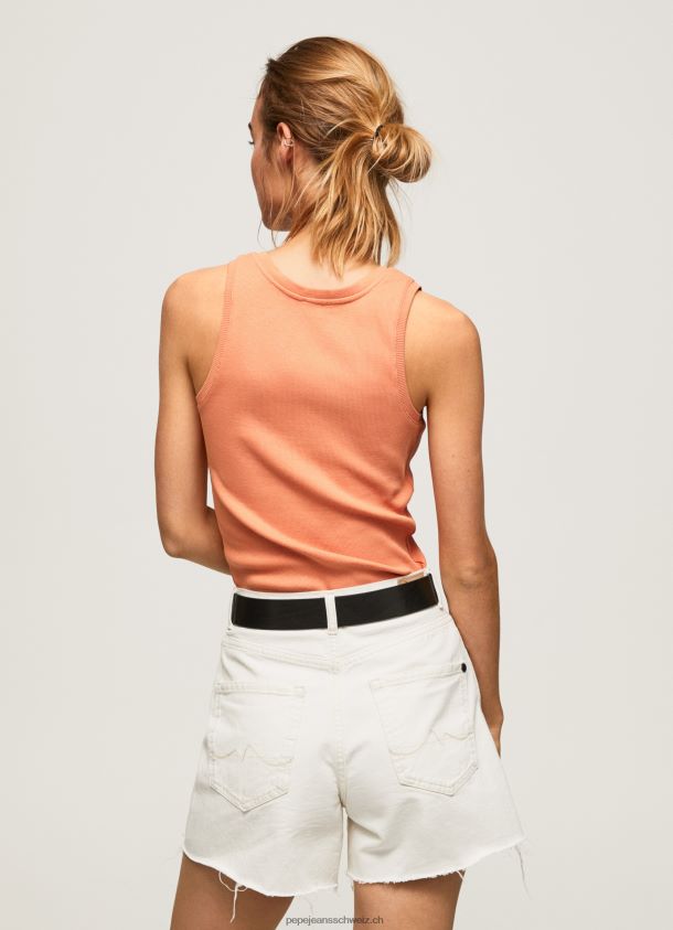 geripptes T-Shirt mit Armlochärmeln Frauen Pepe Jeans Pfirsich 84XH6T398