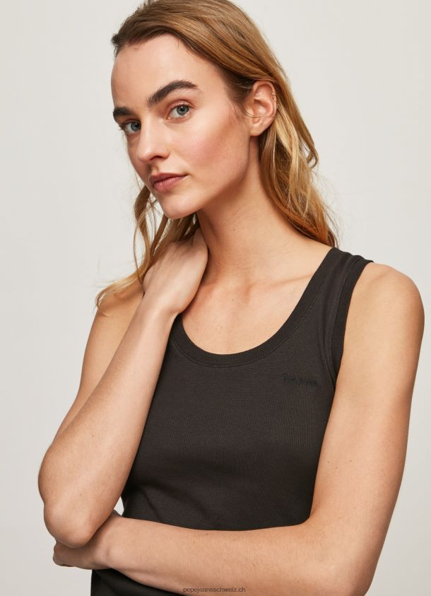 geripptes T-Shirt mit Armlochärmeln Frauen Pepe Jeans Schwarz 84XH6T440