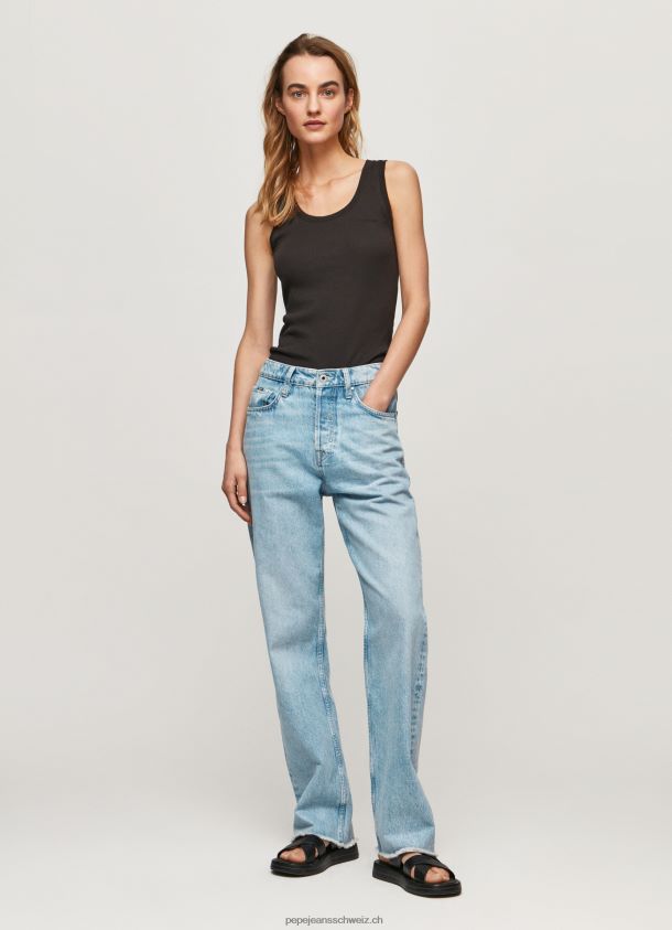 geripptes T-Shirt mit Armlochärmeln Frauen Pepe Jeans Schwarz 84XH6T440