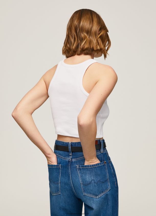 geripptes T-Shirt mit Armlochärmeln Frauen Pepe Jeans Weiss 84XH6T423