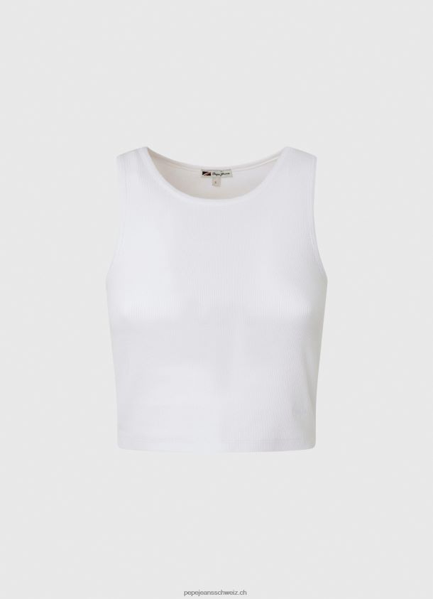 geripptes T-Shirt mit Armlochärmeln Frauen Pepe Jeans Weiss 84XH6T423