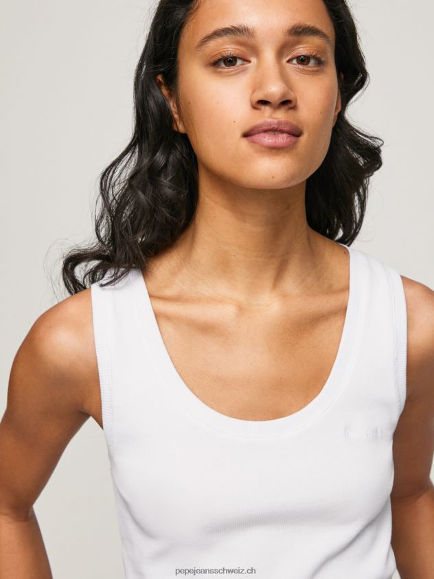 geripptes T-Shirt mit Armlochärmeln Frauen Pepe Jeans Weiss 84XH6T457