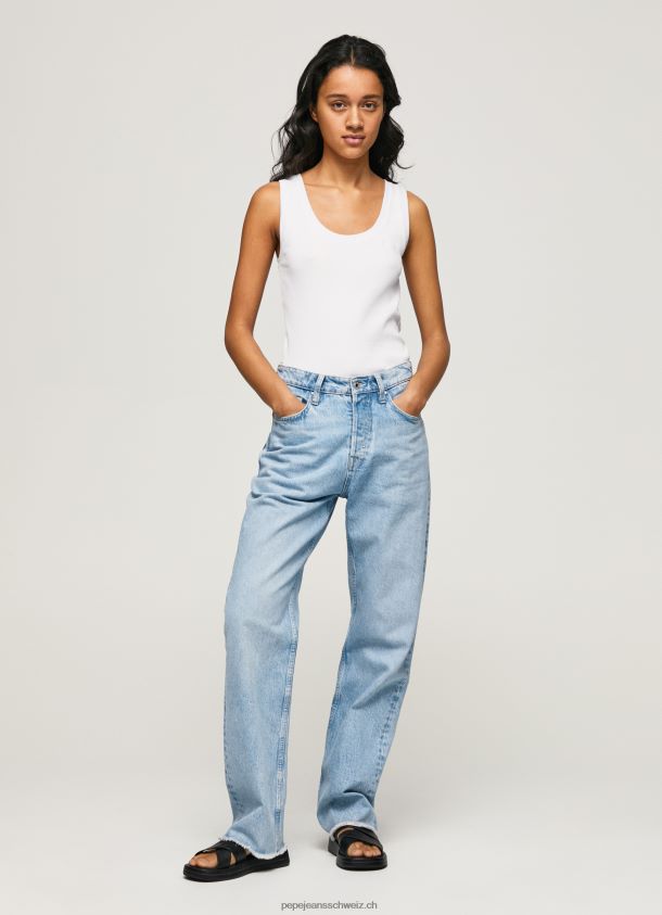 geripptes T-Shirt mit Armlochärmeln Frauen Pepe Jeans Weiss 84XH6T457