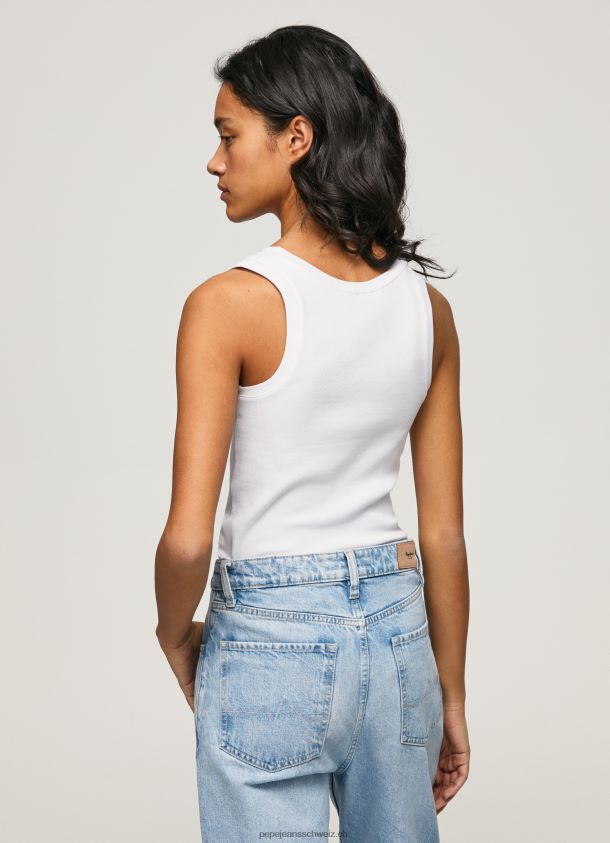 geripptes T-Shirt mit Armlochärmeln Frauen Pepe Jeans Weiss 84XH6T457