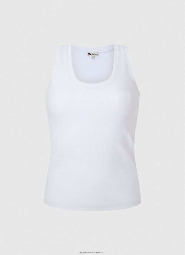 geripptes T-Shirt mit Armlochärmeln Frauen Pepe Jeans Weiss 84XH6T457