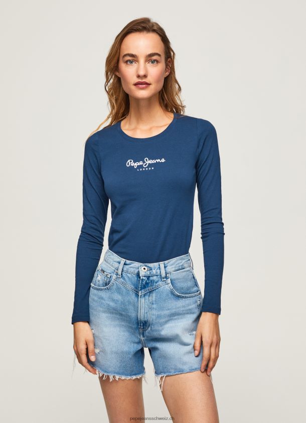 langärmliges T-Shirt aus Baumwolle Frauen Pepe Jeans Marine 84XH6T472