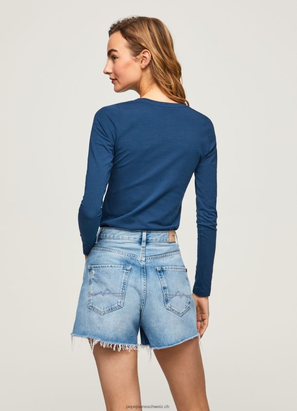 langärmliges T-Shirt aus Baumwolle Frauen Pepe Jeans Marine 84XH6T472