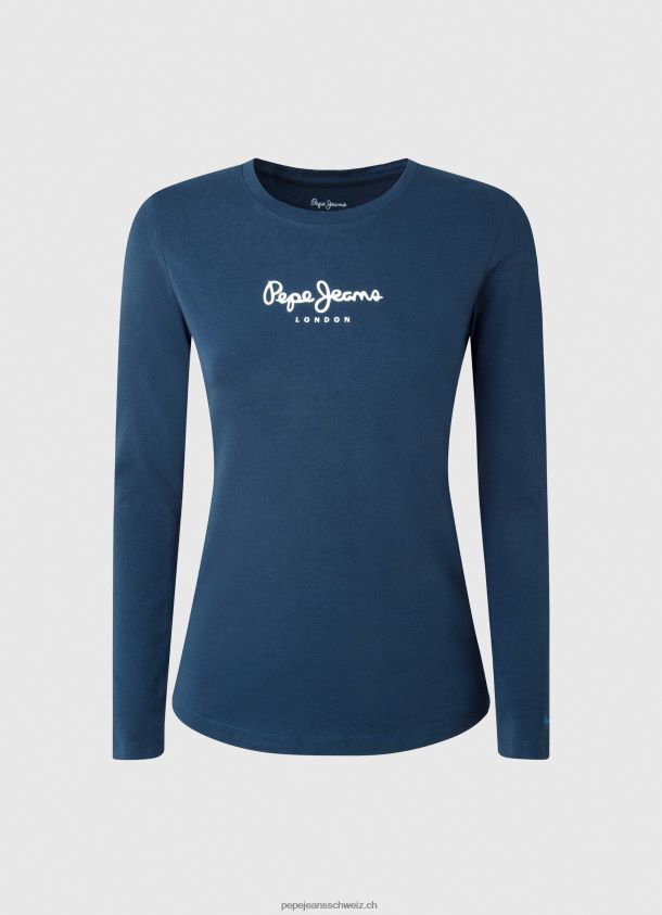 langärmliges T-Shirt aus Baumwolle Frauen Pepe Jeans Marine 84XH6T472