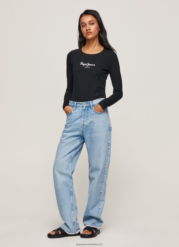 langärmliges T-Shirt aus Baumwolle Frauen Pepe Jeans Schwarz 84XH6T471