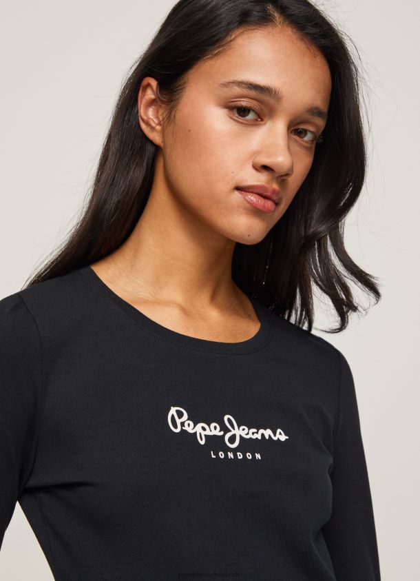 langärmliges T-Shirt aus Baumwolle Frauen Pepe Jeans Schwarz 84XH6T471