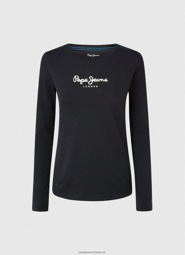 langärmliges T-Shirt aus Baumwolle Frauen Pepe Jeans Schwarz 84XH6T471