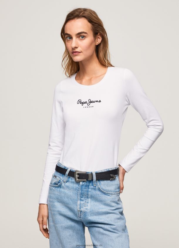 langärmliges T-Shirt aus Baumwolle Frauen Pepe Jeans Weiss 84XH6T469