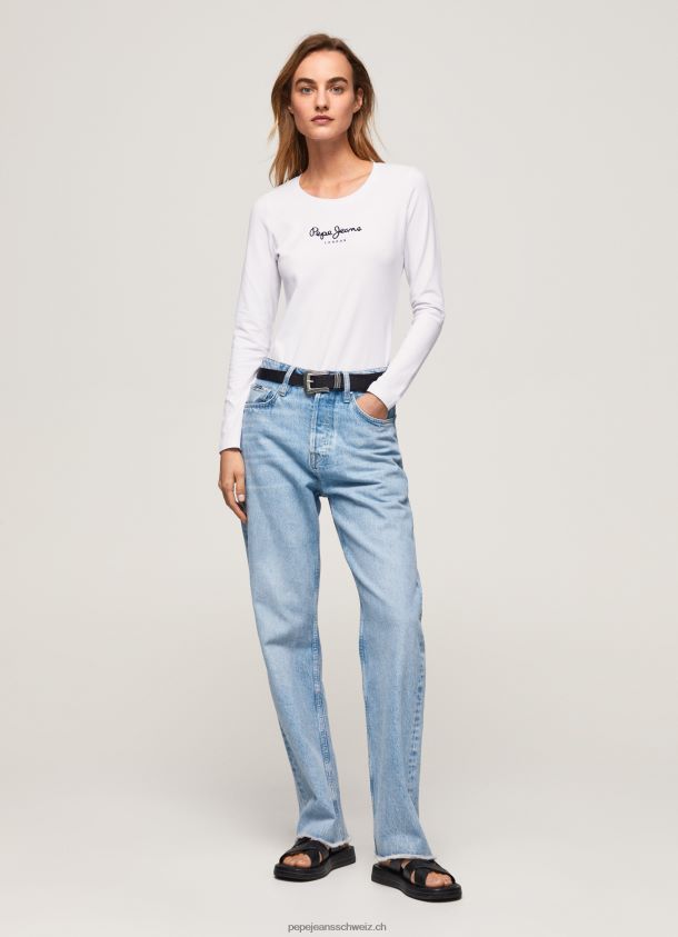 langärmliges T-Shirt aus Baumwolle Frauen Pepe Jeans Weiss 84XH6T469