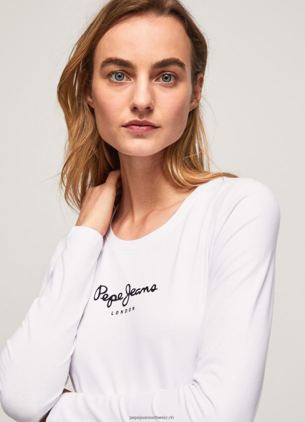 langärmliges T-Shirt aus Baumwolle Frauen Pepe Jeans Weiss 84XH6T469