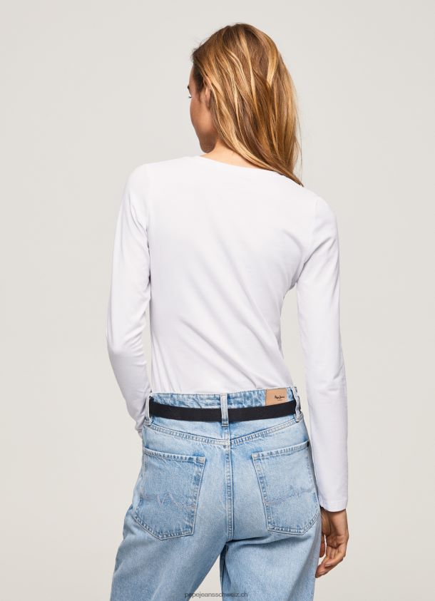 langärmliges T-Shirt aus Baumwolle Frauen Pepe Jeans Weiss 84XH6T469