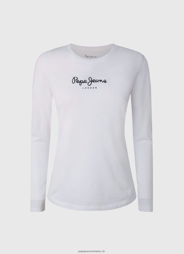 langärmliges T-Shirt aus Baumwolle Frauen Pepe Jeans Weiss 84XH6T469
