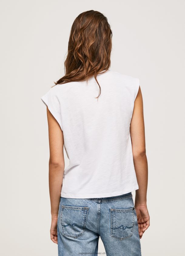 marmoriertes T-Shirt mit Armlochärmeln Frauen Pepe Jeans Weiss 84XH6T409