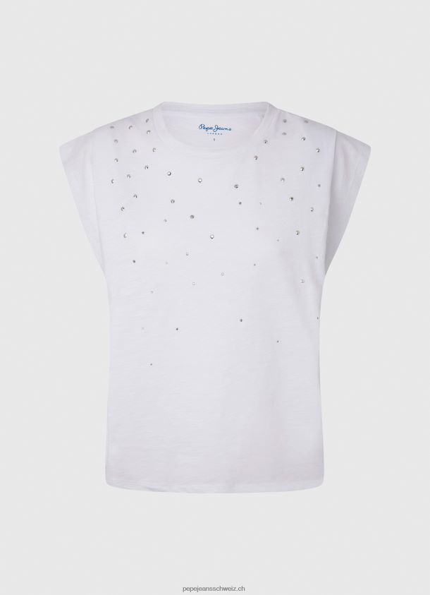 marmoriertes T-Shirt mit Armlochärmeln Frauen Pepe Jeans Weiss 84XH6T409