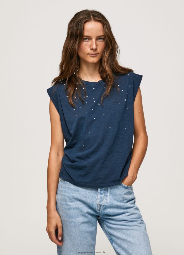 marmoriertes T-Shirt mit Armlochärmeln Frauen Pepe Jeans dulwich 84XH6T406