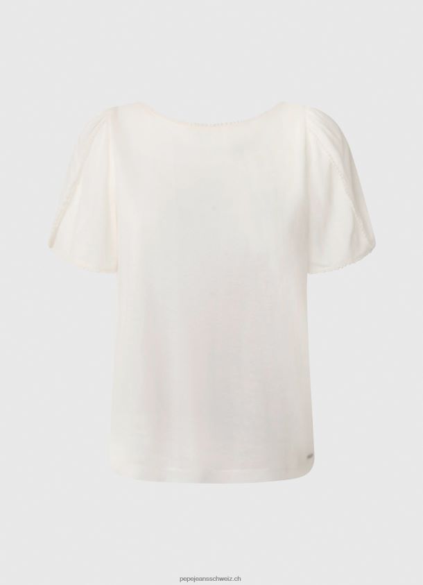 marmoriertes T-Shirt mit U-Boot-Kragen Frauen Pepe Jeans Weiss 84XH6T452